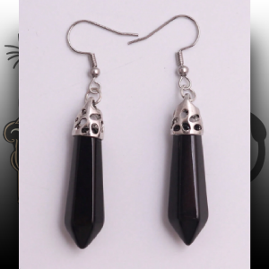 Pendientes Acero Inoxidable Obsidiana Natural