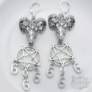 Pendientes Baphomet pentagrama 666 Pendientes Baphomet pentagrama 666