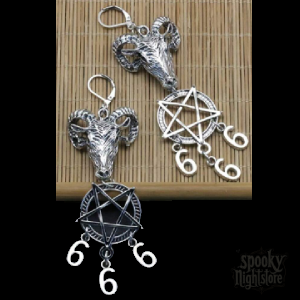 Pendientes Baphomet pentagrama 666 Pendientes Baphomet pentagrama 666