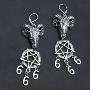 Pendientes Baphomet pentagrama 666 Pendientes Baphomet pentagrama 666