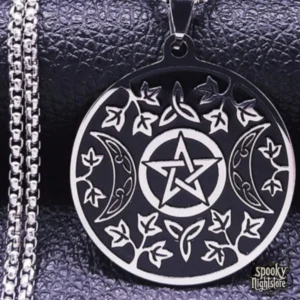 Colgante con Pentagrama con Lunas y Hojas de Hiedra Colgante con Pentagrama con Lunas y Hojas de Hiedra