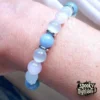 Pulsera de cuarzo rosa, selenita y aguamarina