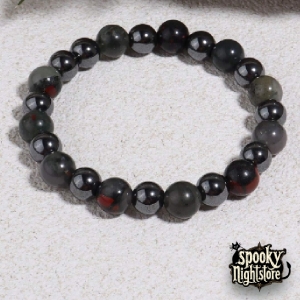 Pulsera de hematite, granate y obsidiana