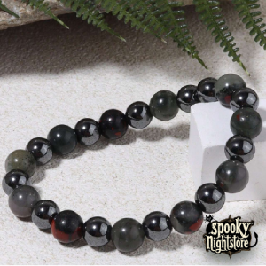 Pulsera de hematite, granate y obsidiana