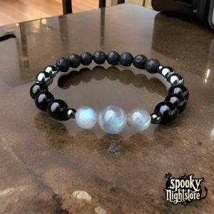 Pulsera de turmalina, obsidiana y piedra lunar