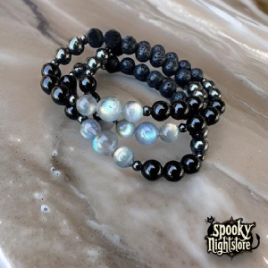 Pulsera de turmalina, obsidiana y piedra lunar